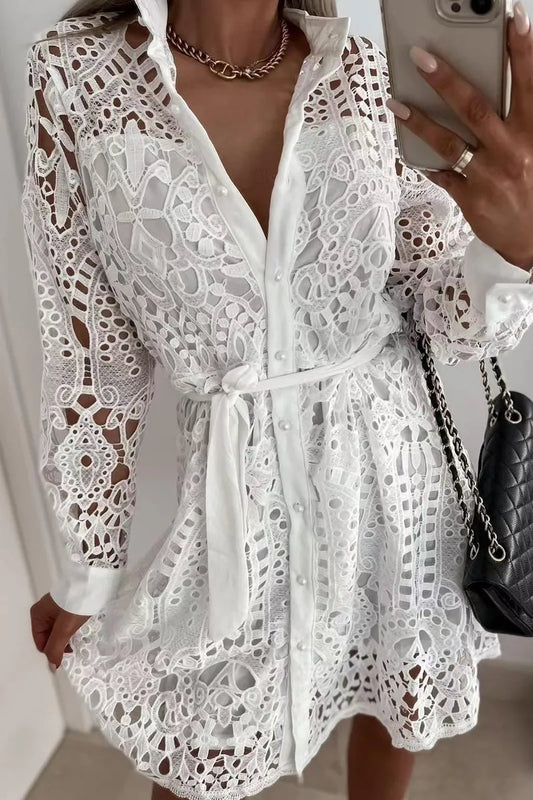 LD Women's Party Dress V-Neck Long Sleeves Lace Festival Outfits