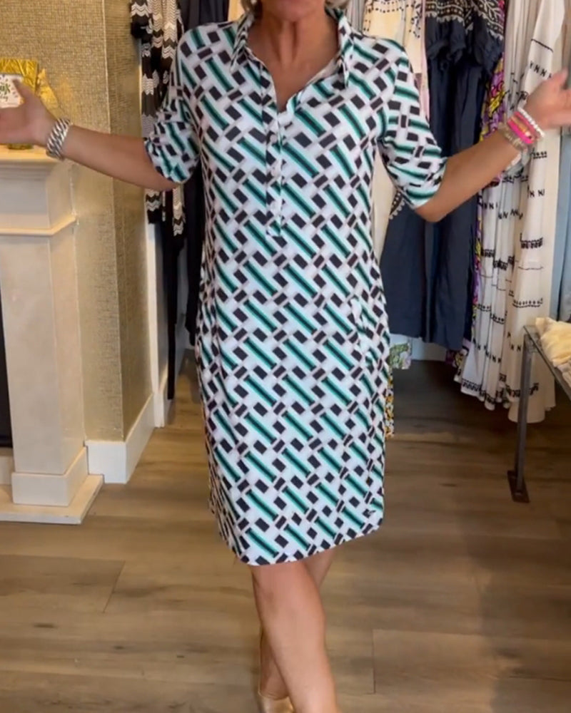 LP | V-neck geometric patterned dress