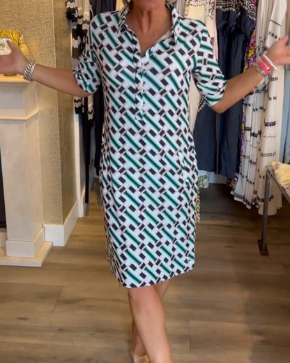 LP | V-neck geometric patterned dress