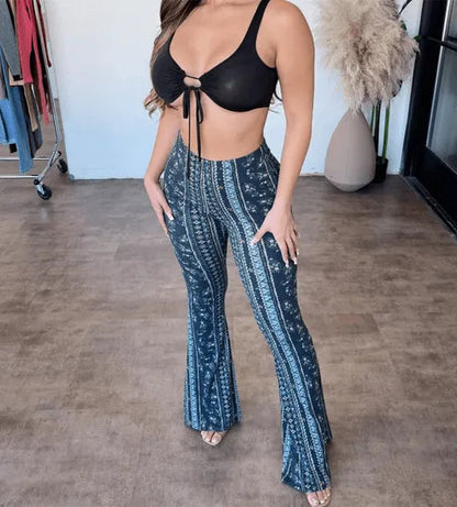 Cara | Flare Broeken - Trendy Prints - Flatterende Pasvorm, Comfortabele Stof