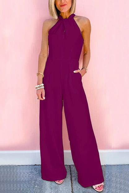 Sleeveless jumpsuit with wide waist and wide legs (7 colors)