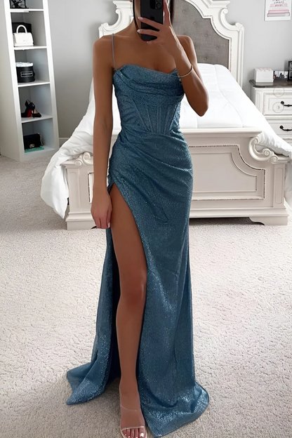 LD | Spaghetti strap dress with high slit at bottom