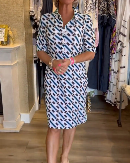 LP | V-neck geometric patterned dress