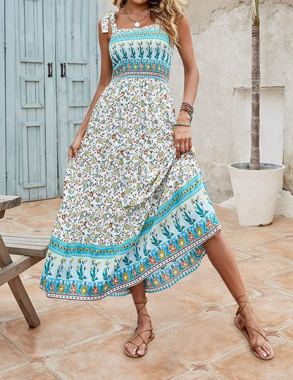 LP | Mila - Women's strapless summer long dresses with bohemian print