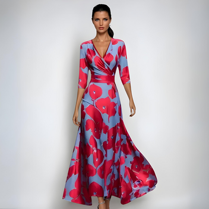 Jano��� | Maxi abito a portafoglio elegante con fiori
