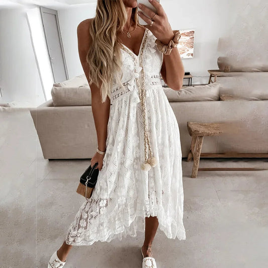 LD | Boho lace dress with tassels
