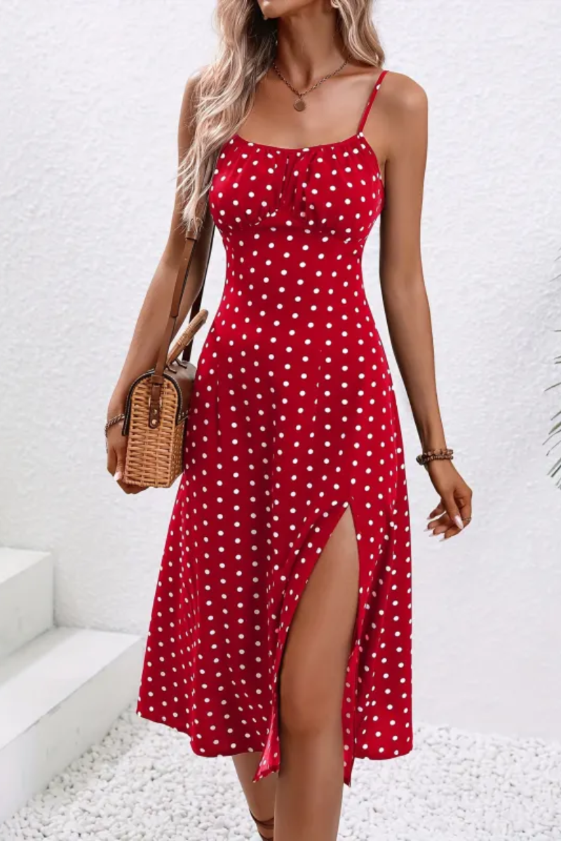 LP | Dress with slit and polka dots for women
