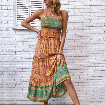 Mc | bohemian dress with ruffles
