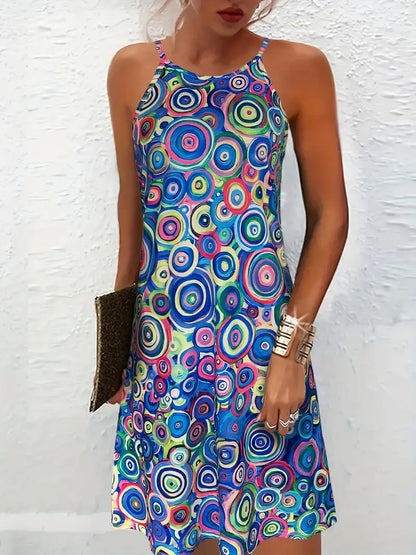 LP | high neck dress with vibrant geometric print