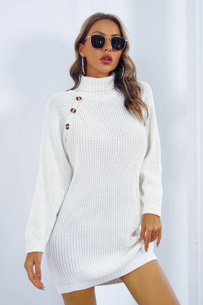 LP | Mini dress with turtleneck and buttons for women