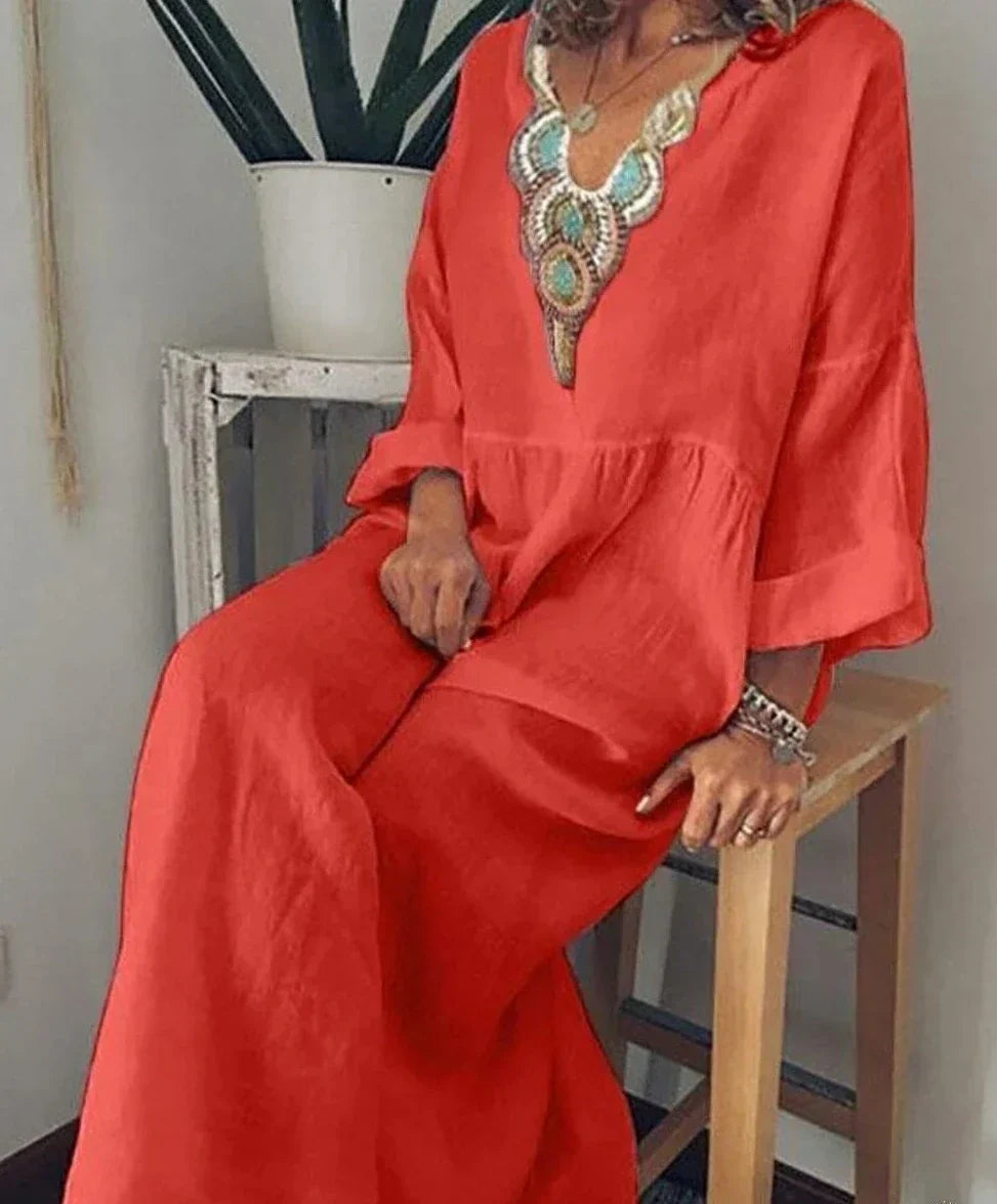 LP | Casual long-sleeved V-neck dress