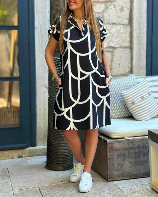 LP | Midi dress with print and short sleeves