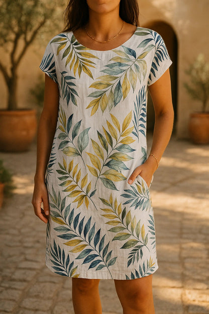 Casual short dress with elegant styling and soft sleeves