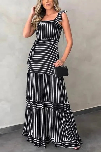 LP | Long dress with bow and striped belt