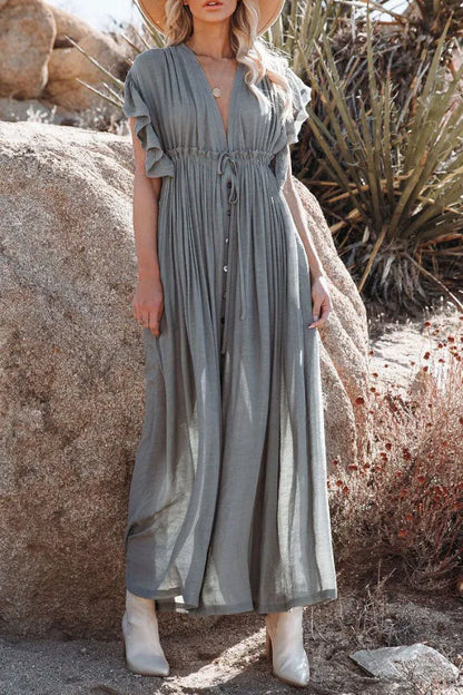 Fairy Air dress with V-neck and sleeves with ruffles