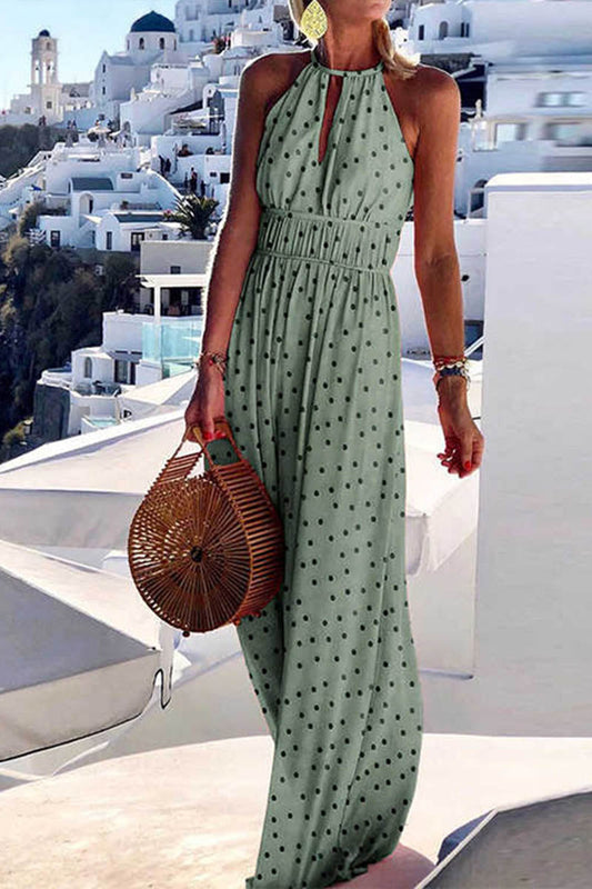 Printed dress with round neckline