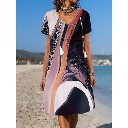 LP | Dress with round neckline and print