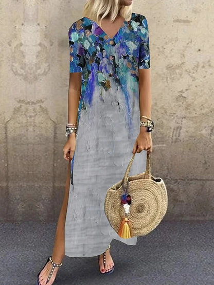 LP | Printed casual dress with v-neck for women