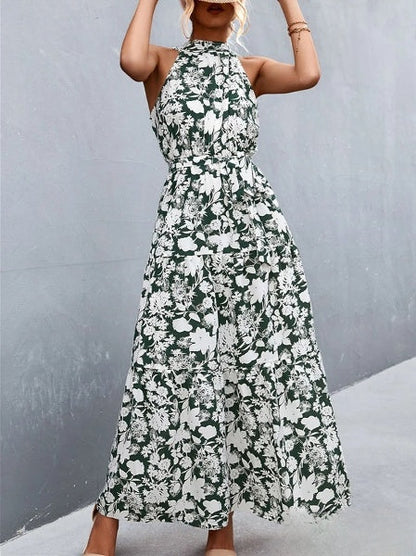 LD Best-selling jumpsuit dress with straps and halter neck with wavy polka dot print