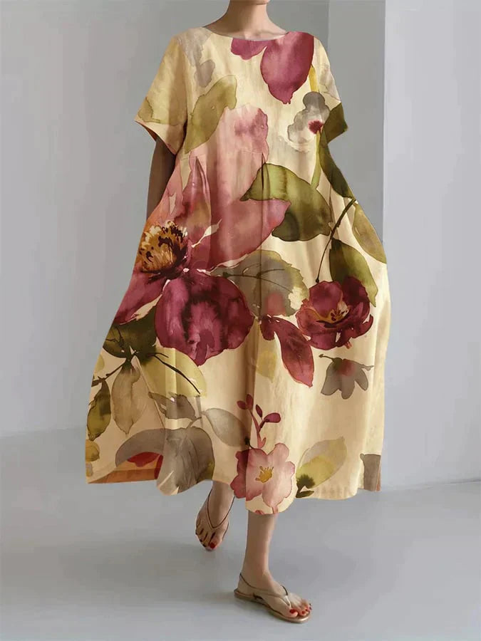 LP | Loose fit women's dress with botanical floral pattern