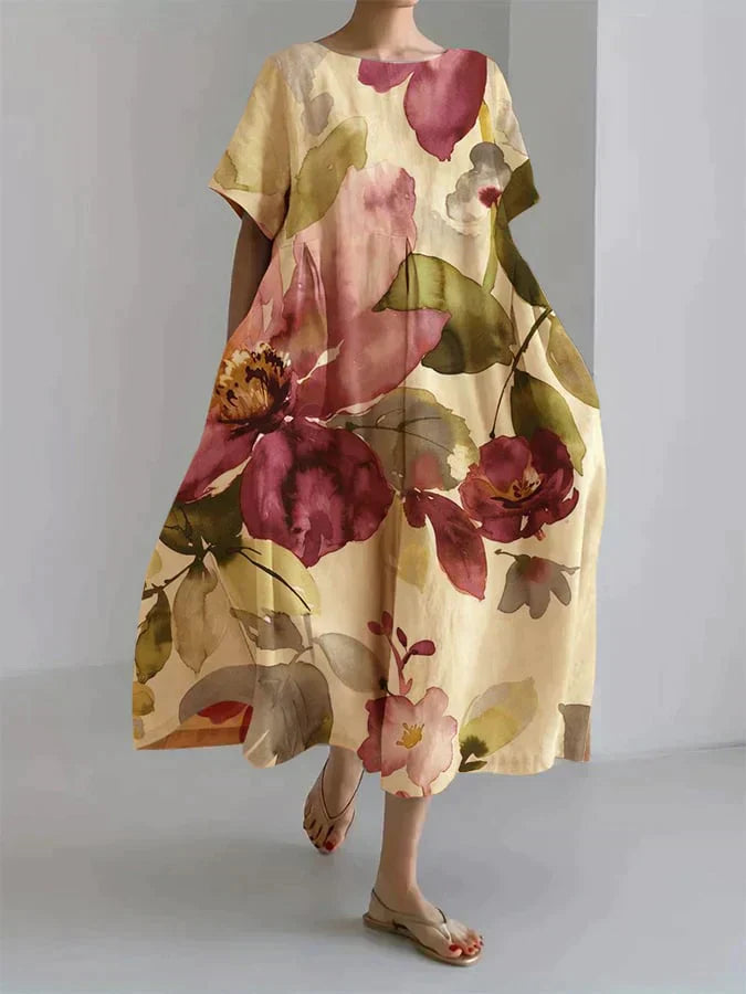 LP | Loose-fitting dress for women with botanical floral pattern