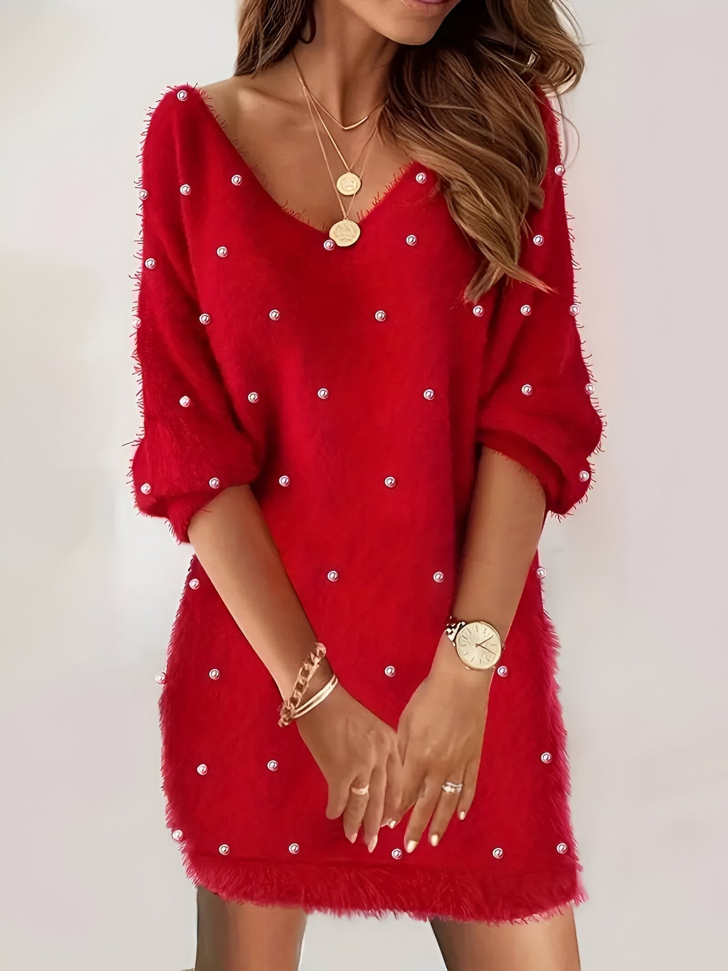 Mc | Elegant V-neck blouse dress