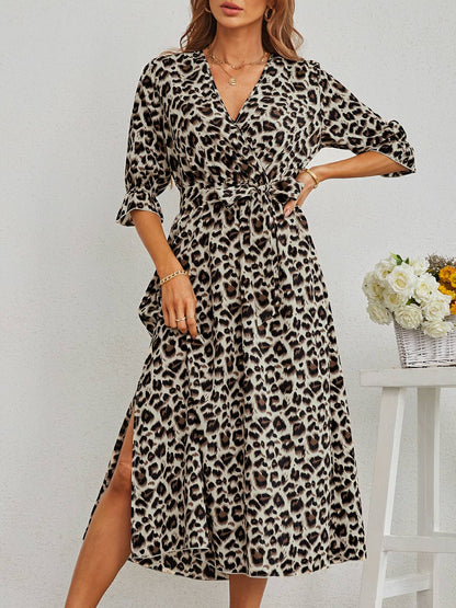 LD | Leopard Print Dress with Split