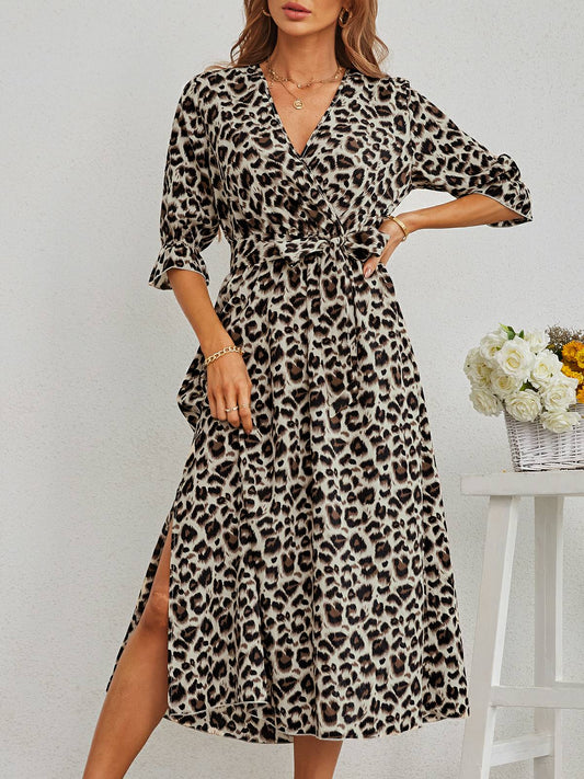 LD | Leopard Print Dress with Split