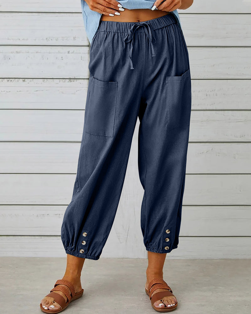 LP | Comfortable cargo pants with drawstring and buttons