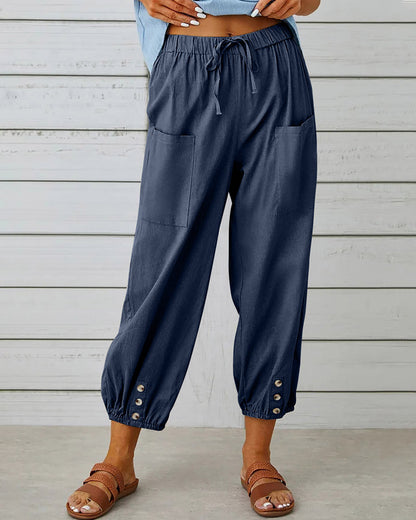 LP | Comfortable cargo pants with drawstring and buttons