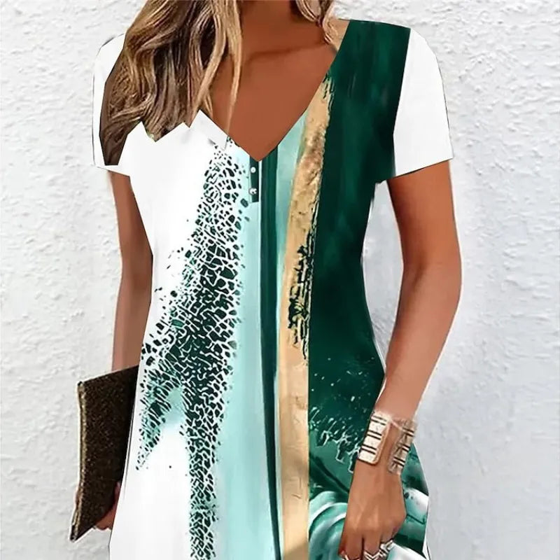 LP | Dress with round neckline and print