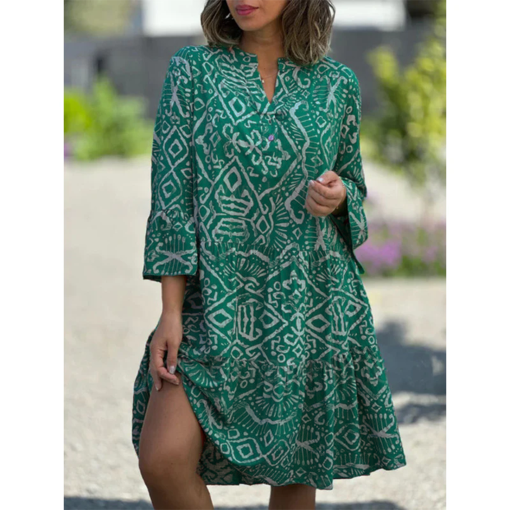 LP | Loose fit dress with v-neck and print