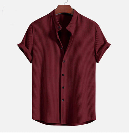 Noble™ - Ribbed stand-up collar shirt, muscular fit