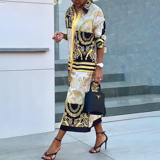 LP | Groovy V-neck long-sleeved maxi dress