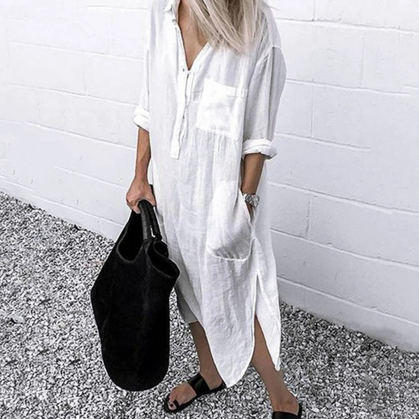 Mc | half-length cotton and linen blouse dress