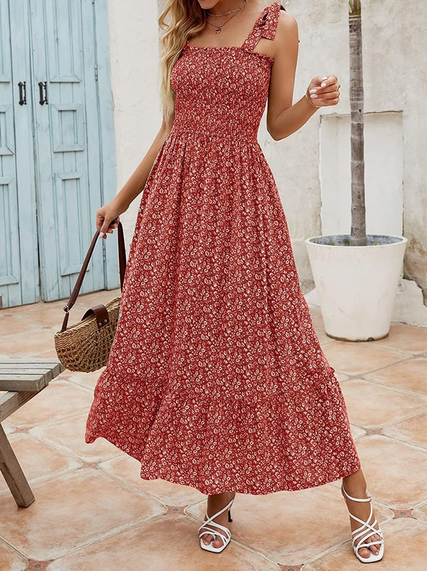 LP | Mila - Strapless women's summer long dresses with bohemian print