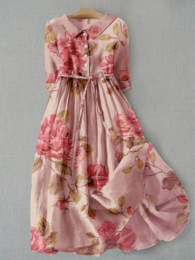 LP | Women's lace-up dress with vintage botanical floral print