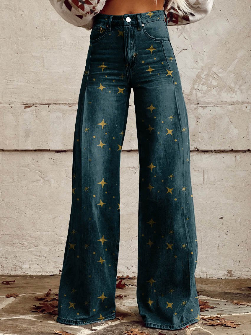 Emma | Wide Leg Jeans | Retro Print | Bold Denim