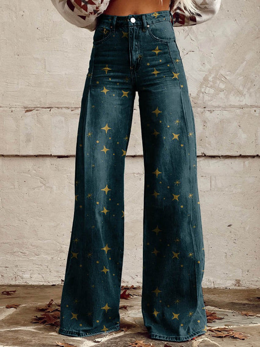 Emma | Wide Leg Jeans | Retro Print | Bold Denim