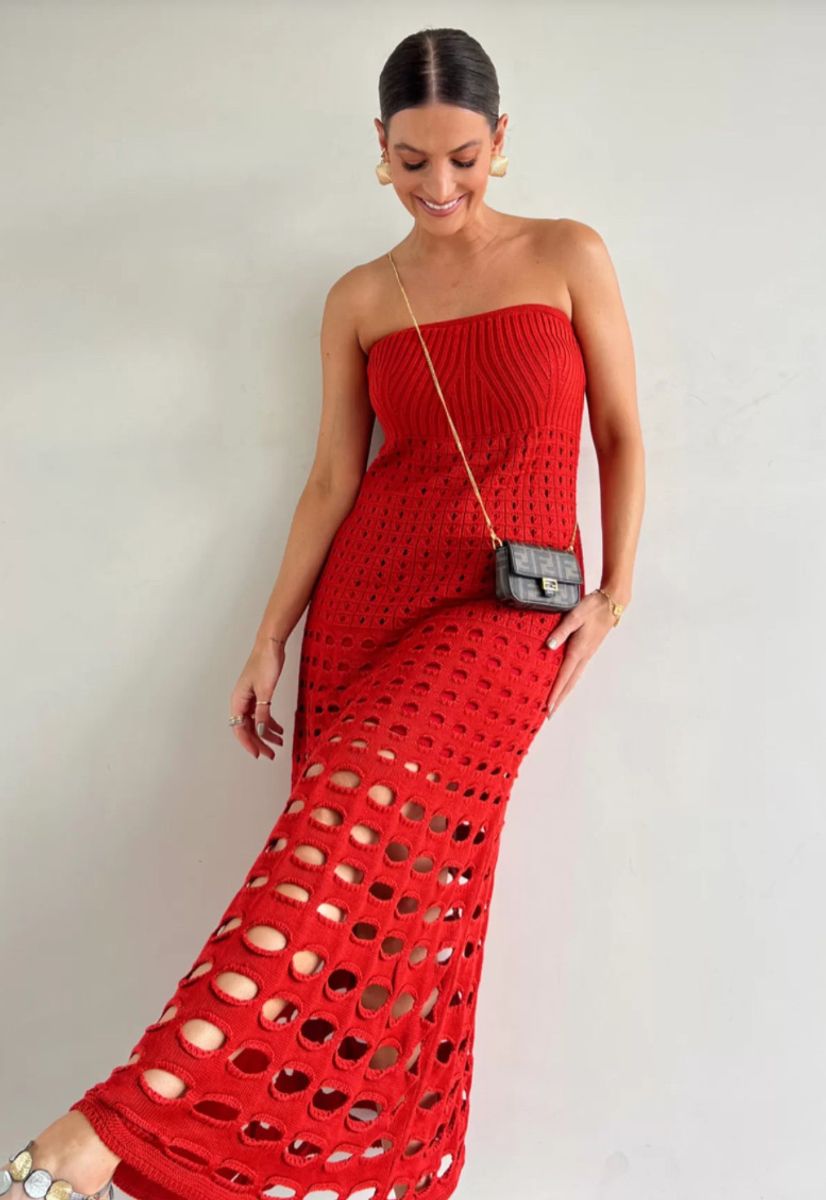 LP | Off-the-shoulder rustic maxi dress with patchwork and cut-outs