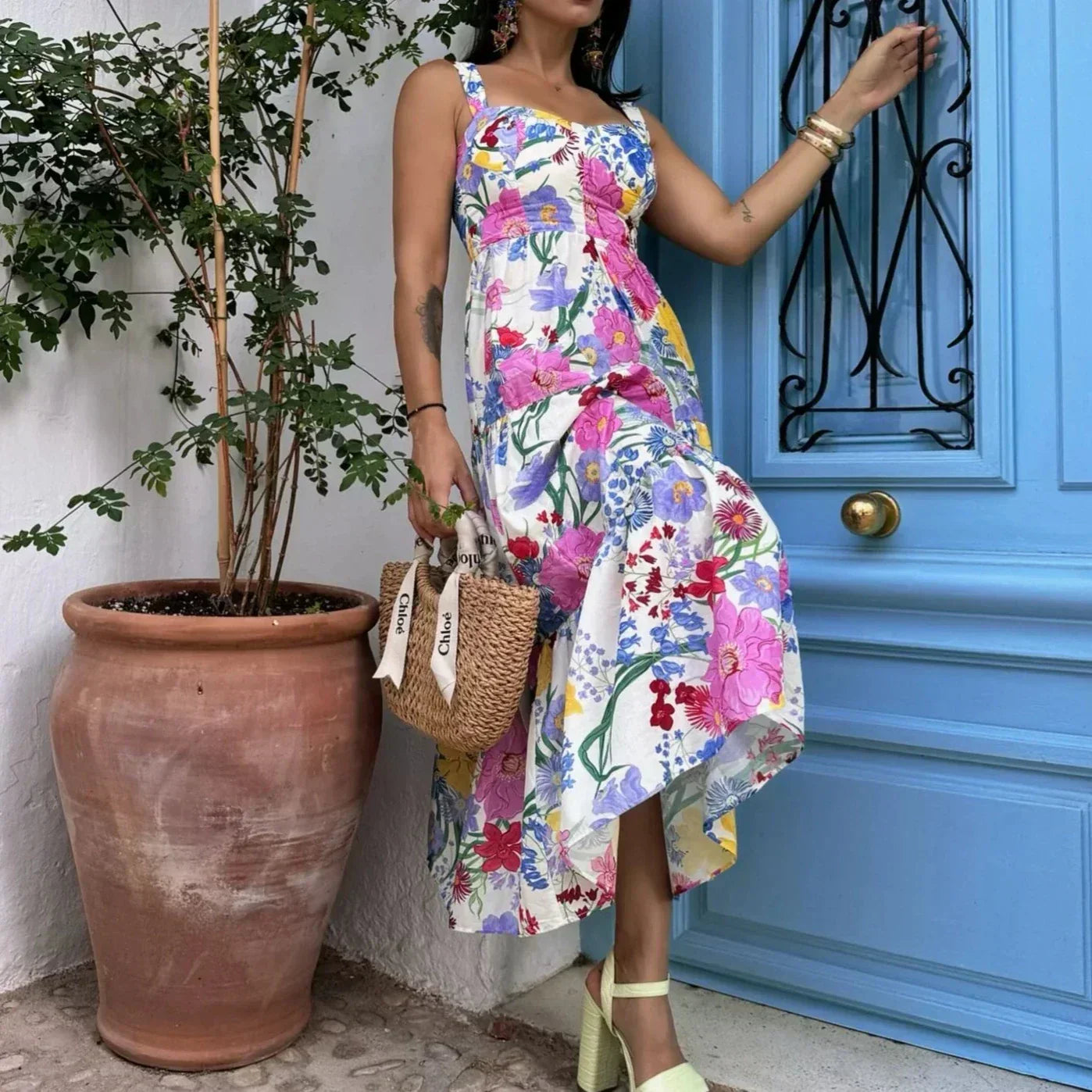 Mc | Floral-patterned dress with sleeves