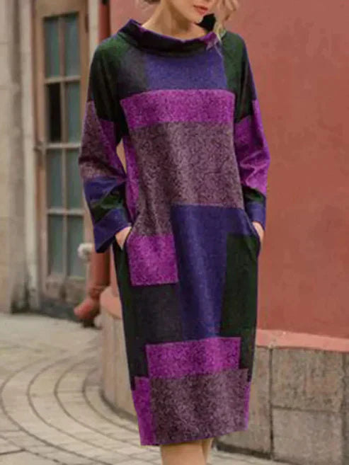 LP | Patchwork midi dress with long sleeves