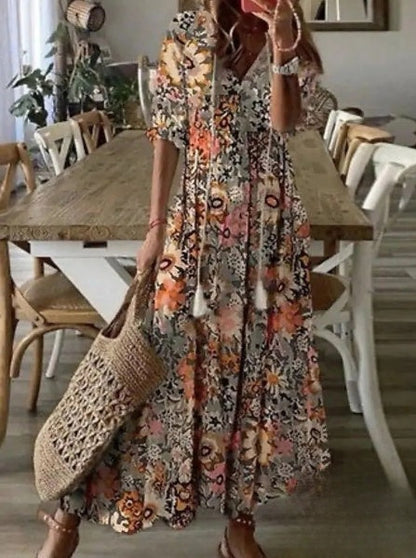 LP | Women's Dresses Midi dress with beard print and V-neckline