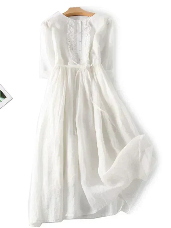 LP | Cotton and linen gathered dress