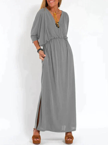 LP | V-neck dress with slit for women