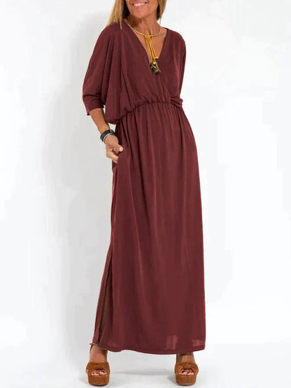 LP | V-neck dress with slit for women