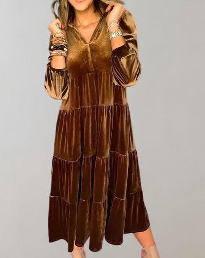 LP | Wide velvet v-neck dress