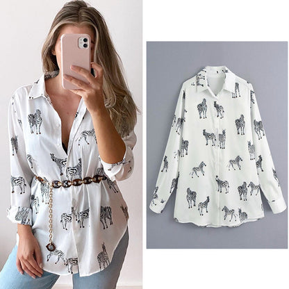 Didi Animal Print Blouse | An elegant satin blouse for women