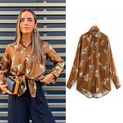 Didi Animal Print Blouse | An elegant satin blouse for women