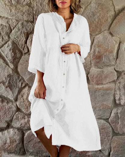 Mc | Loose shirt in a maxi dress with layered slit in batik look